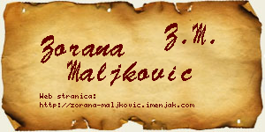 Zorana Maljković vizit kartica